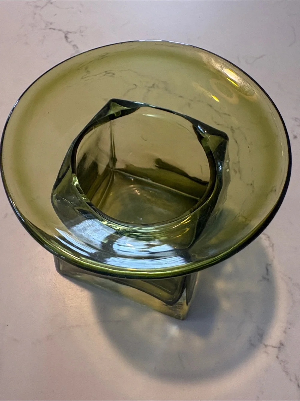 Mid-Century Modern avocado green art glass